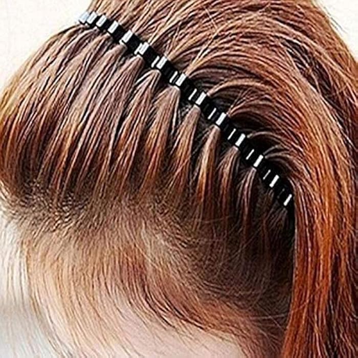 Nologo OEM Unisex Black Metal Comb Sports Band Long Hair HeadBand Black For Men and Women - Image 5